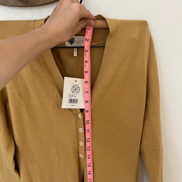 Lita by Ciara Iced Coffee Longline 4 Long sleeve Button Cardigan Size M - Picture 11 of 11